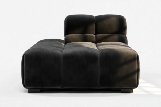 The Tufty – Black Velvet, Armless Chaise (Left)
