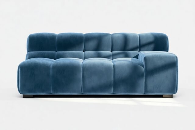 The Tufty – Aegean Blue Velvet, Extra Large Armrest (Right)