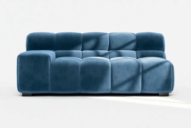 The Tufty – Aegean Blue Velvet, Extra Large Armrest (Left)