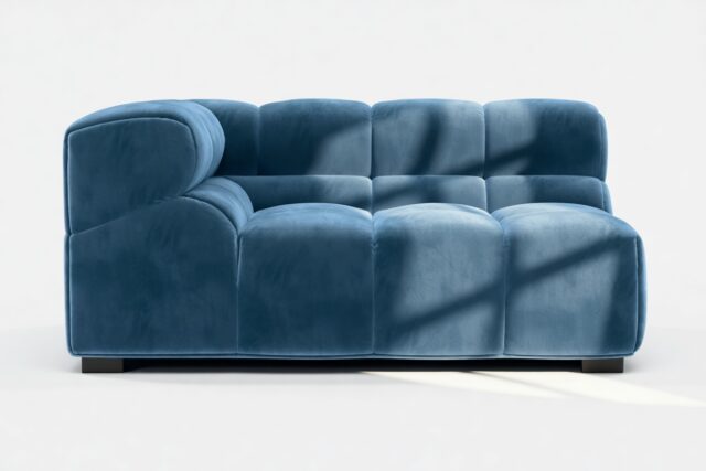 The Tufty – Aegean Blue Velvet, Large Corner (Left)