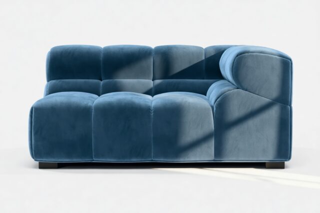 The Tufty – Aegean Blue Velvet, Large Corner (Right)