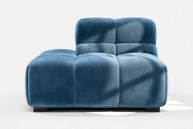 The Tufty – Aegean Blue Velvet, End Armless (Left)
