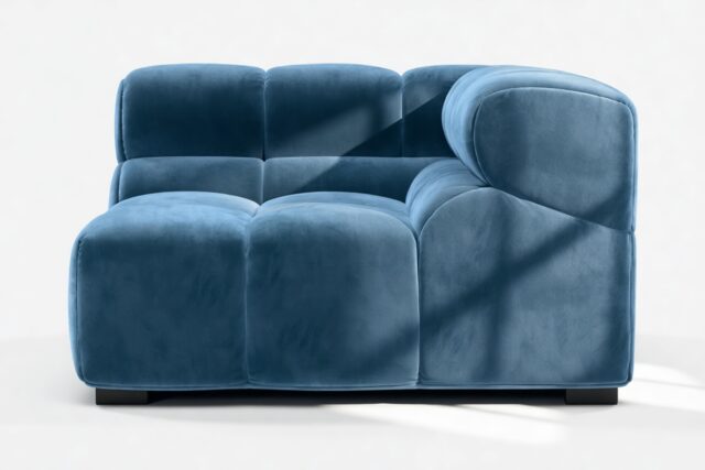 The Tufty – Aegean Blue Velvet, Corner (Right)