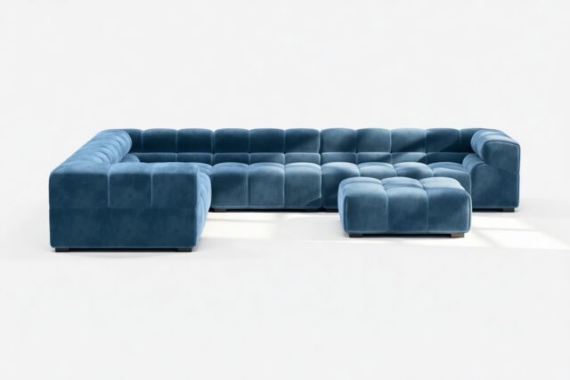 The Tufty – Aegean Blue Velvet, Large Corner (Left) – Sectional