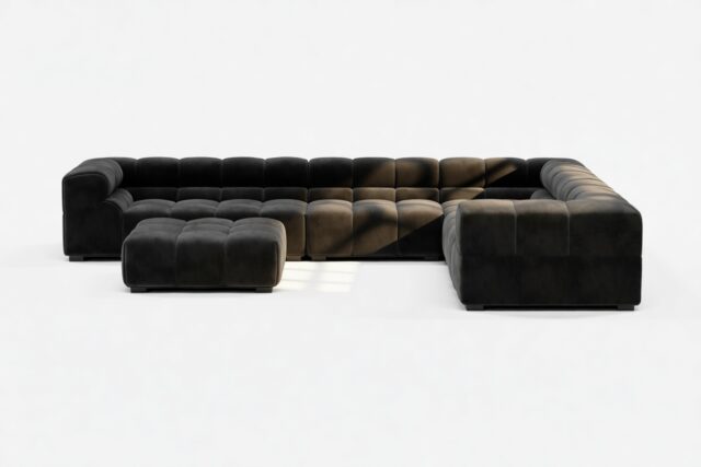 The Tufty – Black Velvet, Large Corner (Right) – Sectional