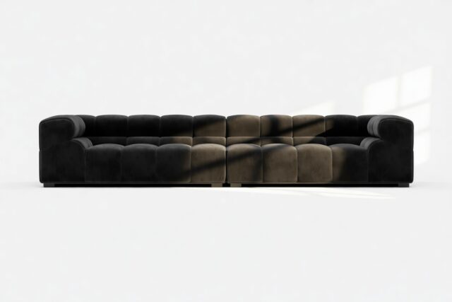 The Tufty – Black Velvet, Extra Large Sofa – Sectional