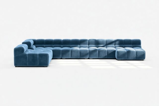 The Tufty – Aegean Blue Velvet, Extra Large Corner (Left) – Sectional