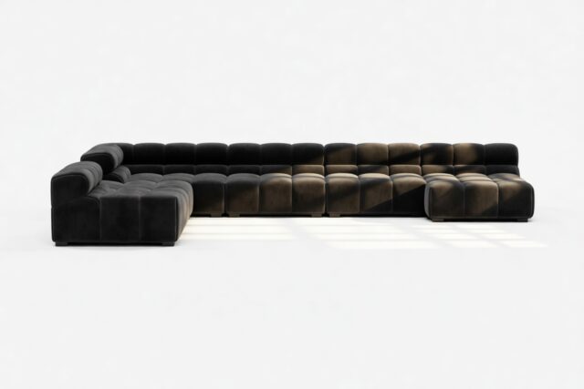 The Tufty – Black Velvet, Extra Large Corner (Left) – Sectional