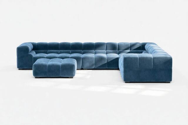 The Tufty – Aegean Blue Velvet, Large Corner (Right) – Sectional