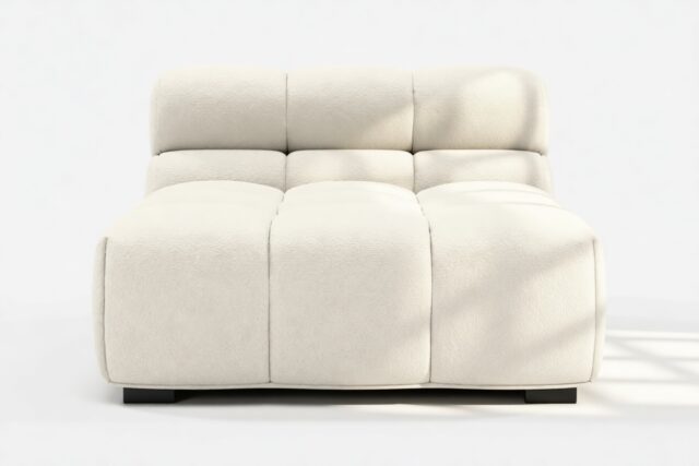 The Tufty – Eggshell Boucle, Armless Chaise