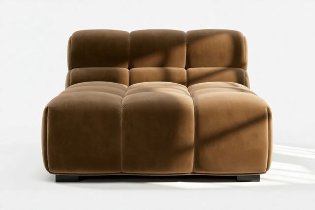 The Tufty – Mocha Velvet, Armless Chaise