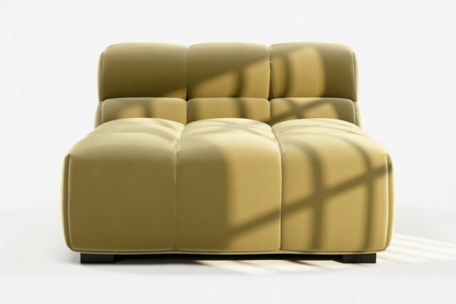 The Tufty – Olive Gold Velvet, Armless Chaise