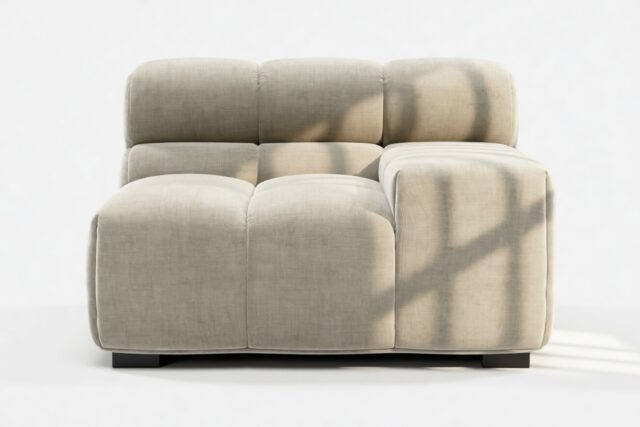 The Tufty – Beige Gray Chenille, Armrest (Right)