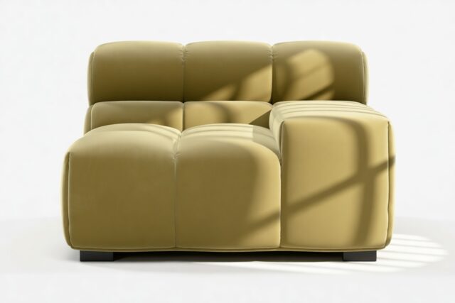 The Tufty – Olive Gold Velvet, Armrest (Right)