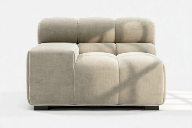 The Tufty – Beige Gray Chenille, Armrest (Left)