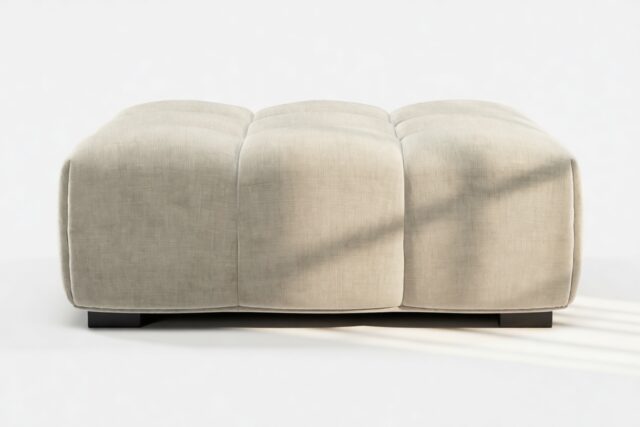 The Tufty – Beige Gray Chenille, Ottoman