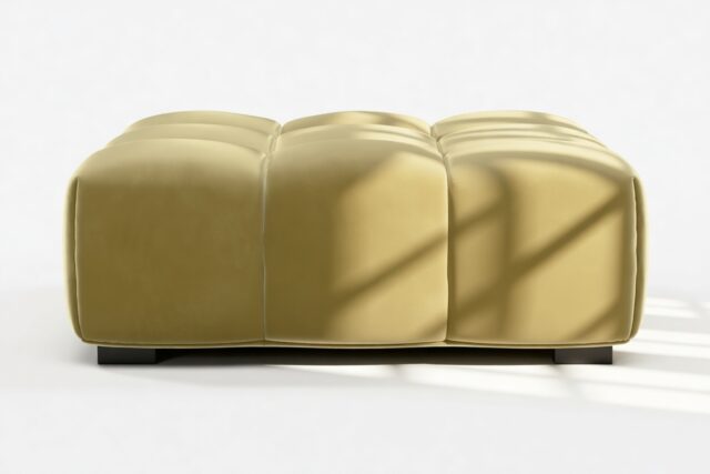 The Tufty – Olive Gold Velvet, Ottoman