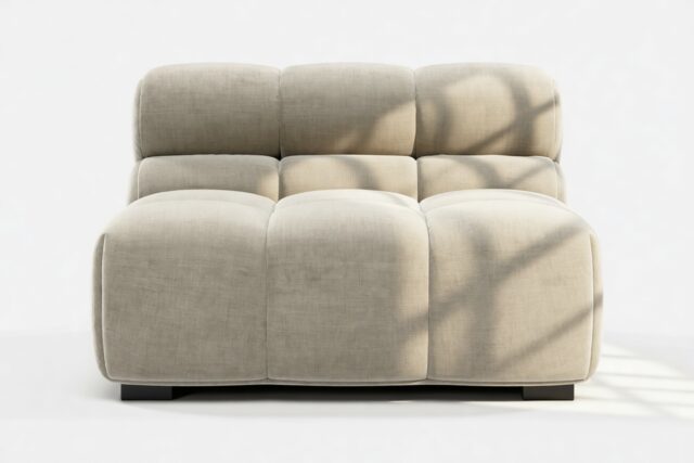 The Tufty – Beige Gray Chenille, Armless Module