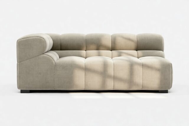 The Tufty – Beige Gray Chenille, Extra Large Corner (Left)