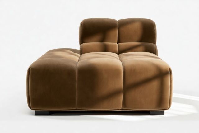 The Tufty – Mocha Velvet, Armless Chaise (Left)