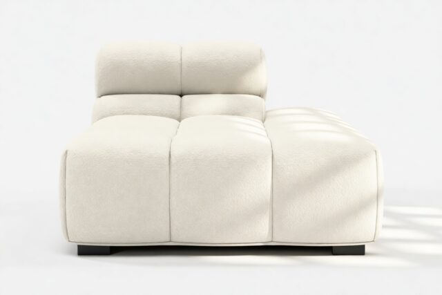 The Tufty – Eggshell Boucle, Armless Chaise (Right)