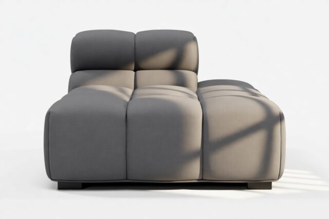 The Tufty – Ink Brushed Weave, Armless Chaise (Right)