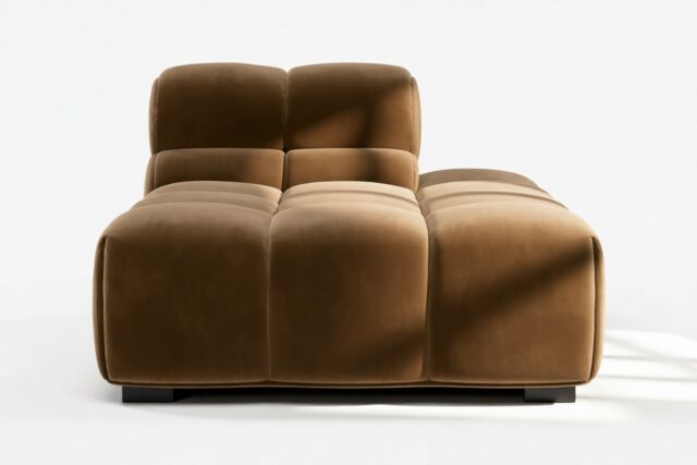 The Tufty – Mocha Velvet, Armless Chaise (Right)