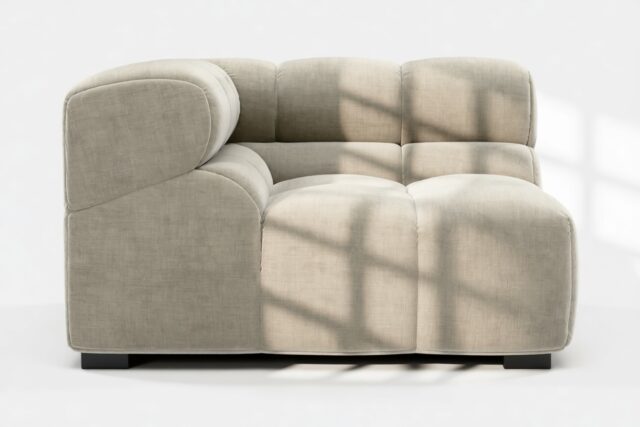 The Tufty – Beige Gray Chenille, Corner (Left)