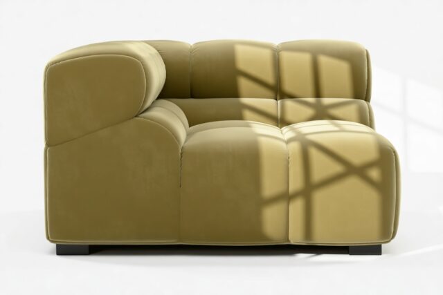 The Tufty – Olive Gold Velvet, Corner (Left)