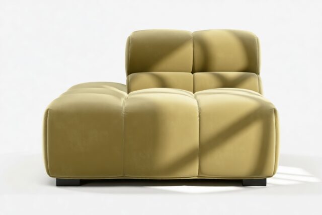 The Tufty – Olive Gold Velvet, End Armless (Left)