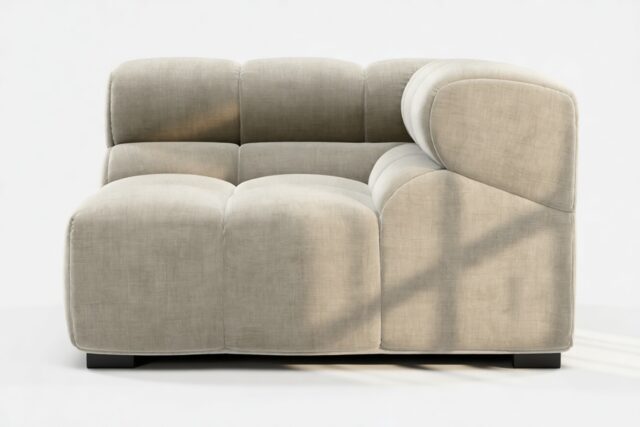 The Tufty – Beige Gray Chenille, Corner (Right)