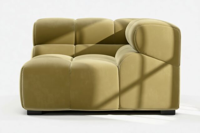 The Tufty – Olive Gold Velvet, Corner (Right)