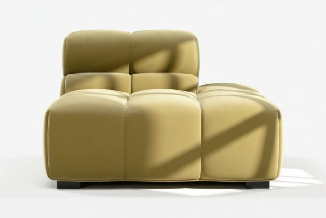 The Tufty – Olive Gold Velvet, End Armless (Right)