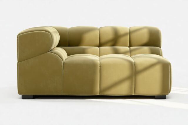 The Tufty – Olive Gold Velvet, Large Corner (Left)