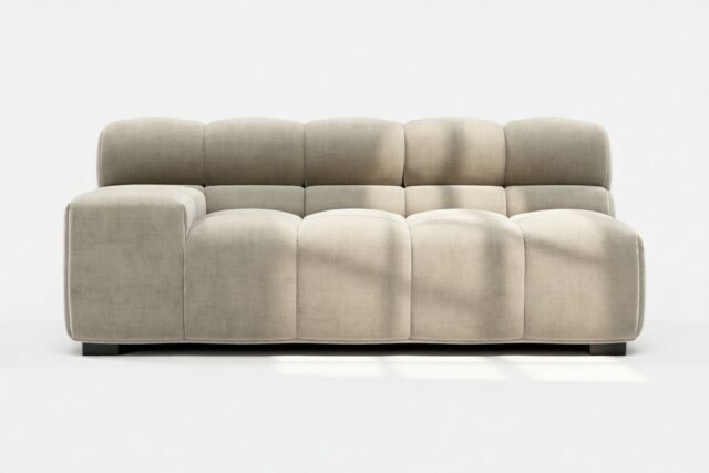 The Tufty – Beige Gray Chenille, Extra Large Armrest (Left)