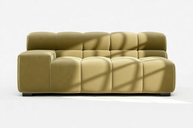 The Tufty – Olive Gold Velvet, Extra Large Armrest (Left)