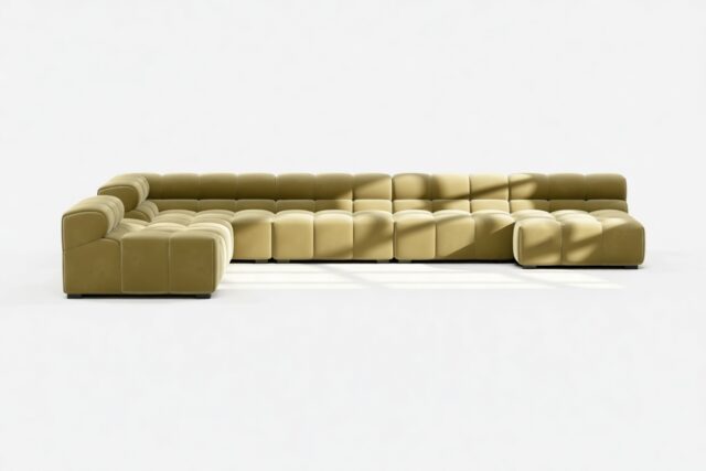 The Tufty – Olive Gold Velvet, Extra Large Corner (Left) – Sectional