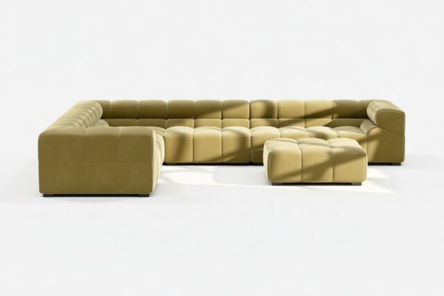 The Tufty – Olive Gold Velvet, Large Corner (Left) – Sectional