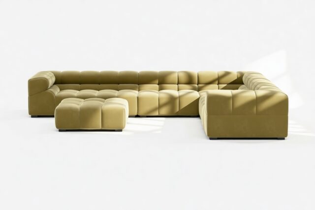 The Tufty – Olive Gold Velvet, Large Corner (Right) – Sectional