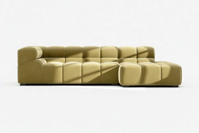 The Tufty – Olive Gold Velvet, Small L (Right) – Sectional