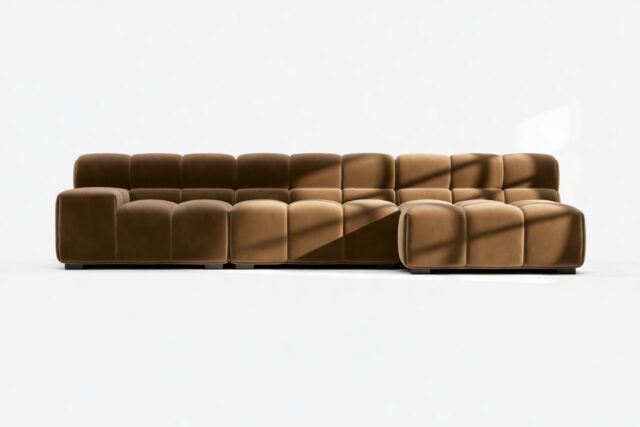 The Tufty – Mocha Velvet, Small Chaise (Right) – Sectional