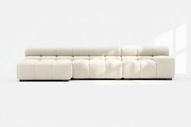 The Tufty – Eggshell Boucle, Small Chaise (Left) – Sectional