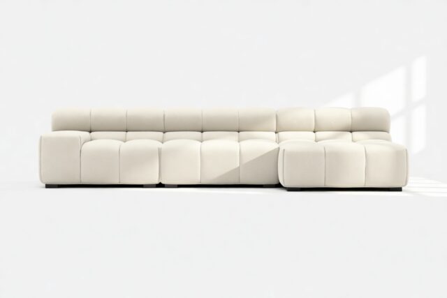 The Tufty – Eggshell Boucle, Small Chaise (Right) – Sectional