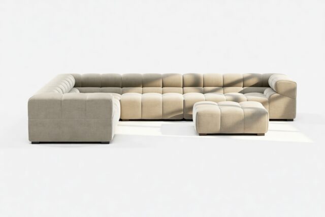 The Tufty – Beige Gray Chenille, Large Corner (Left) – Sectional