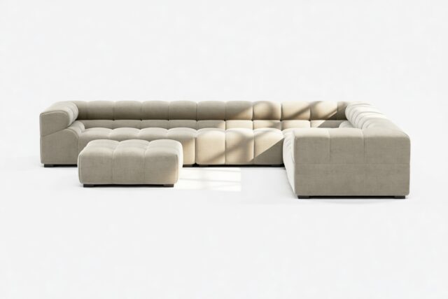 The Tufty – Beige Gray Chenille, Large Corner (Right) – Sectional