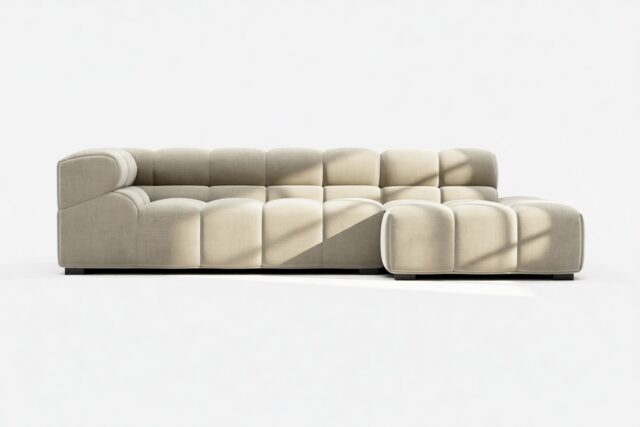 The Tufty – Beige Gray Chenille, Small L (Left) – Sectional