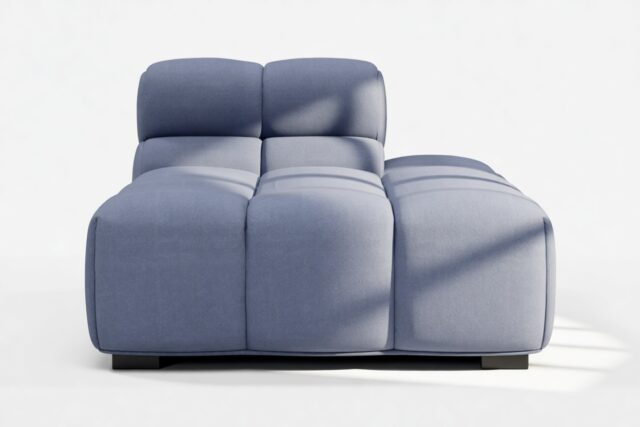 The Tufty – Royal Blue Wool, Armless Chaise (Right)