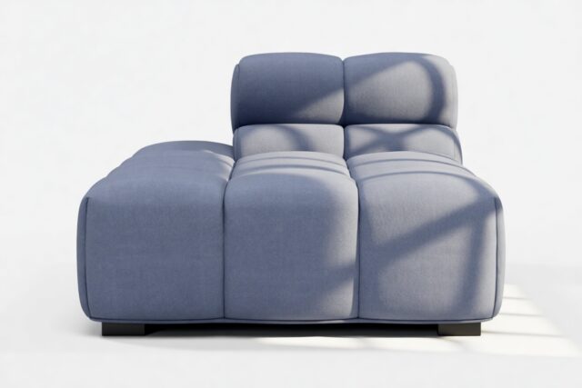 The Tufty – Royal Blue Wool, Armless Chaise (Left)
