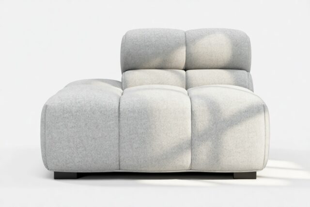 The Tufty – Light Gray Wool, End Armless (Left)