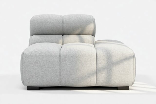 The Tufty – Light Gray Wool, End Armless (Right)